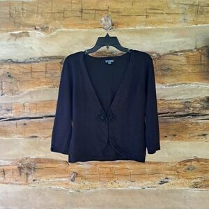 Ann Taylor Black Silk Blend Beaded V Neck Cardigan Size Medium